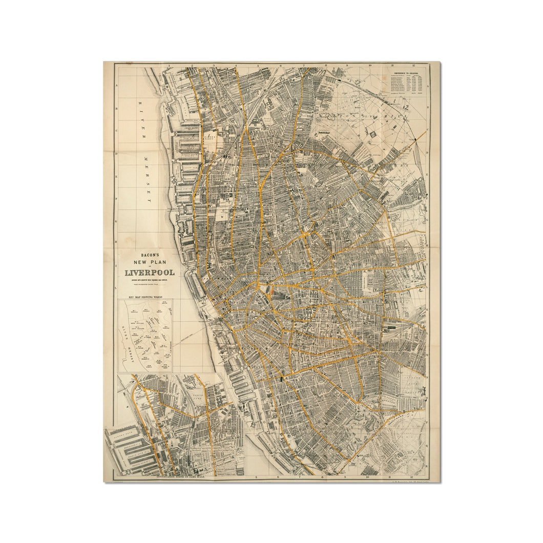 Bacon's New Plan of Liverpool, 1910 - old map of Liverpool print