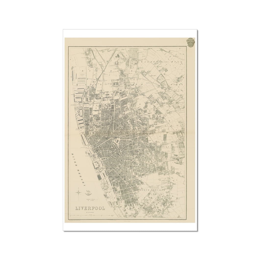 Weekly Dispatch Atlas, 1860 - old map of Liverpool print