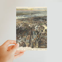 Load image into Gallery viewer, Bird’s Eye View of Liverpool, as seen from a balloon, 1885 Classic Postcard
