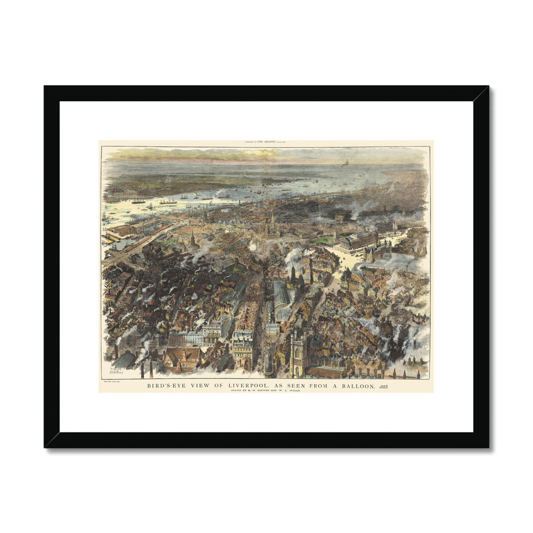 Bird’s Eye View of Liverpool, as seen from a balloon, 1885 Framed & Mounted Print