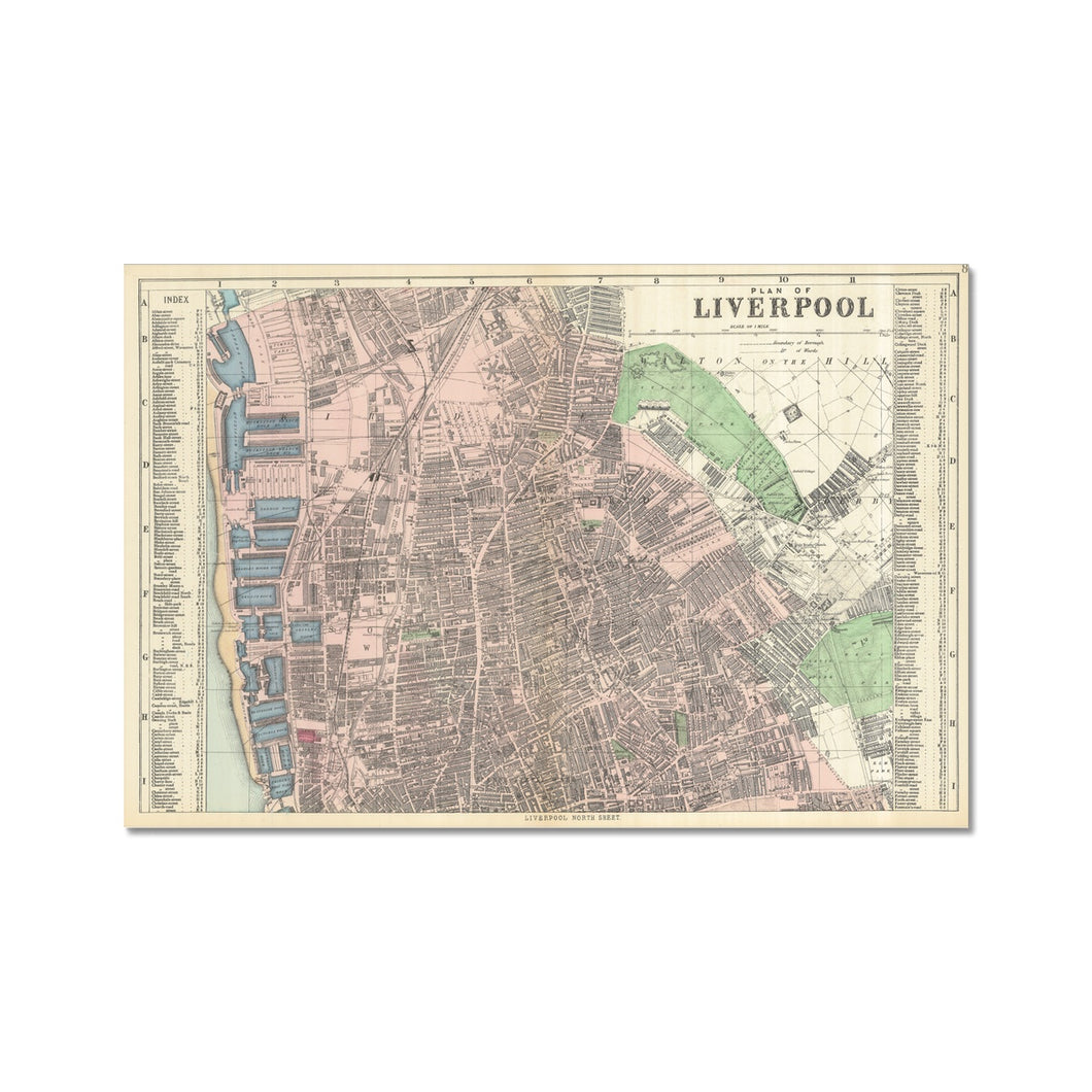 Plan of Liverpool (North Sheet), 1890 - old map of Liverpool print