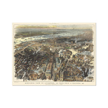 Load image into Gallery viewer, Bird’s Eye View of Liverpool, as seen from a balloon, 1885 Hahnemühle German Etching Print
