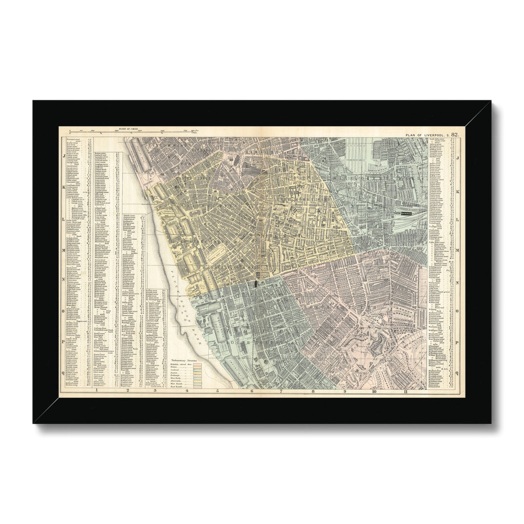 Plan of Liverpool (South Sheet), 1890 Framed Print